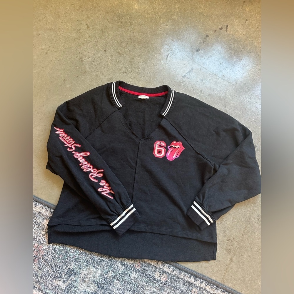 Pilcro Anthropologie black Rolling Stones top small